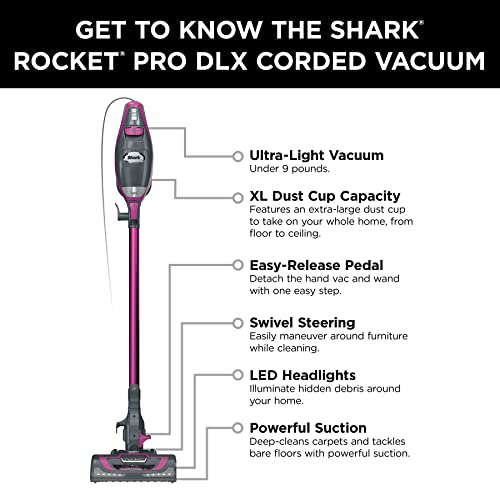 Shark HV301 Rocket Ultra-Light Corded Bagless Vacuum for Carpet and Hard Floor Cleaning with Swivel Steering, Gray/Orange