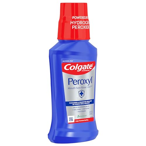 Colgate Peroxyl Antiseptic Mouthwash and Mouth Sore Rinse, 1.5% Hydrogen Peroxide, Mild Mint - 500ml, 16.9 Fluid Ounces