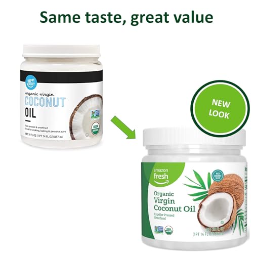 Amazon Fresh, Organic Virgin Coconut Oil, 15 Fl Oz (Previously Happy Belly, Packaging May Vary)