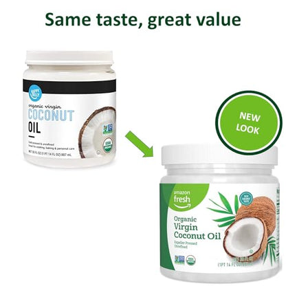 Amazon Fresh, Organic Virgin Coconut Oil, 15 Fl Oz (Previously Happy Belly, Packaging May Vary)