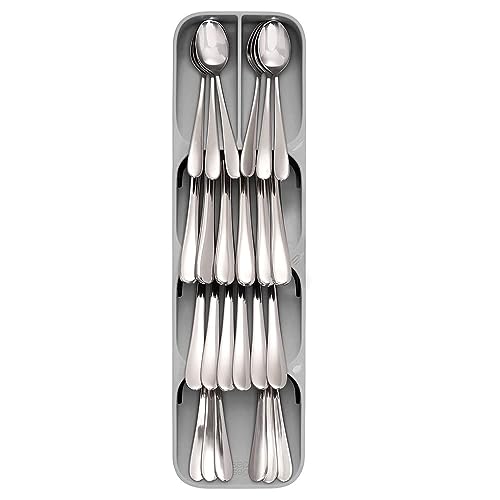 Joseph Joseph DrawerStore Compact Utensil Organizer For Kitchen Drawer Silverware, Flatware Tray, Small, Grey