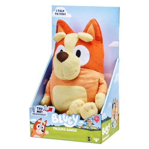 Bluey - 12" Talking Bingo Plush - Interactive - Sing Along with Bingo, 9 Different Phrases, Multicolor, 17137