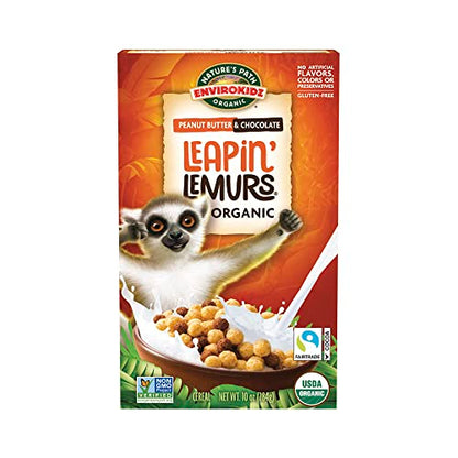 EnviroKidz Leapin’ Lemurs Peanut Butter & Chocolate Organic Cereal,10 Oz Box,Gluten Free