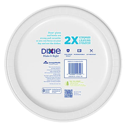 Dixie Large Paper Plates, 10 Inch, 86 Count, 2X Stronger*, Microwave-Safe, Soak-Proof, Cut Resistant, Disposable Plates For Everyday Breakfast, Lunch, & Dinner Meals