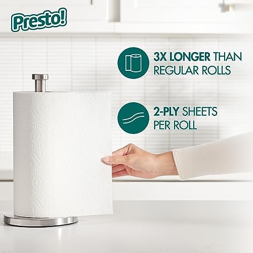 Amazon Brand - Presto! Flex-a-Size Paper Towels, 128 Sheet Family Roll, 16 Rolls (2 Packs of 8), Equivalent to 40 Regular Rolls, White