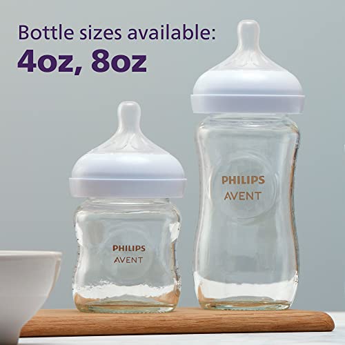 Philips AVENT Glass Natural Baby Bottle with Natural Response Nipple, Clear, 4oz, 4pk, SCY910/04