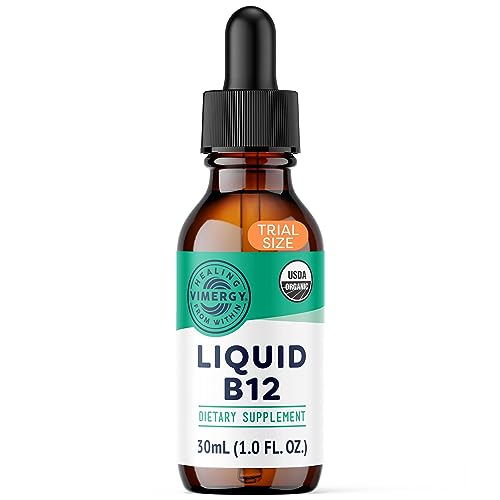 Vimergy USDA Organic B12, 30 Servings – Alcohol Free B-12 Liquid Vitamin - Supports Brain Energy, Nervous System, Cognition, Memory - No Gluten, Non-GMO, Vegan & Paleo - Naturally Sweet Flavor (30 ml)