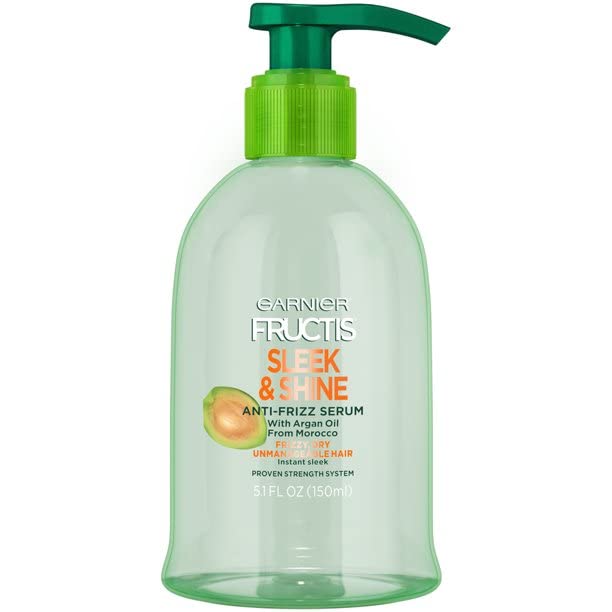 Garnier Fructis Sleek & Shine Anti-Frizz Serum for Frizzy, Dry Hair, Argan Oil, 5.1 Fl Oz, 1 Count (Packaging May Vary)