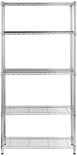 Amazon Basics 3-Shelf Adjustable, Heavy Duty Storage Shelving Unit (250 lbs loading capacity per shelf), Steel Organizer Wire Rack, 23.2"L x 13.4"W x 30"H, Black