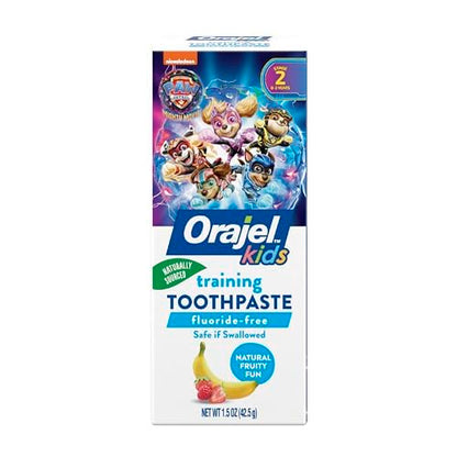 Orajel Kids Paw Patrol Fluoride-Free Training Toothpaste, Natural Fruity Fun Flavor, #1 Pediatrician Recommended , 1.5oz Tube