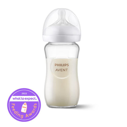 Philips AVENT Glass Natural Baby Bottle with Natural Response Nipple, Clear, 4oz, 4pk, SCY910/04