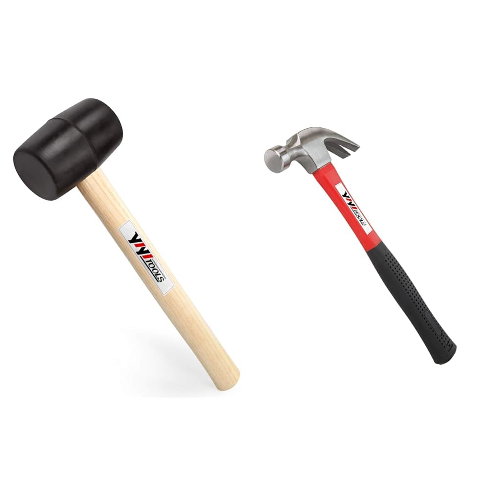 YY-2-005 Rubber Mallet Hammer With fiberglass Handle–16-oz, black