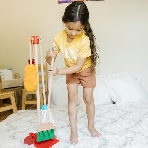 Melissa & Doug Let's Play House Dust! Sweep! Mop! 6 Piece Pretend Play Set - Toddler Toy Cleaning Set, Pretend Home Cleaning Play Set, Kids Broom And Mop Set For Ages 3+