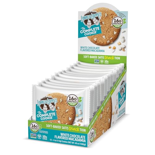 Lenny & Larry's The Complete Cookie, White Chocolate Flavored Macadamia, Soft Baked, 16g Plant Protein, Vegan, Non-GMO, 4 Ounce Cookie (Pack of 12)