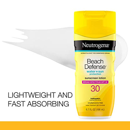 Neutrogena Beach Defense Water-Resistant Face & Body SPF 70 Sunscreen Lotion with Broad Spectrum UVA/UVB Protection, Oil-Free Fast-Absorbing Sunscreen Lotion, Oxybenzone-Free, 6.7 oz