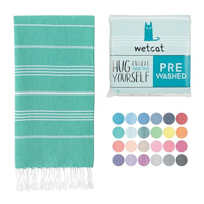 WETCAT Turkish Beach Towel Oversized 38x71 100% Cotton Sand Free Quick Dry Extra Large Light Travel Towel for Adults Beach Accessories Gifts (Blue, Beach Towel (38" x 71"))