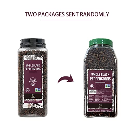 Soeos Black Peppercorns, 16oz (Pack of 1), Non-GMO, Kosher, Packed to Keep Peppers Fresh, Peppercorn for Grinder Refill, Whole Peppercorns