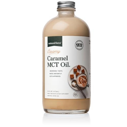 Natural Force 100% Virgin Coconut MCT Oil - 16oz Glass Bottle, Certified Keto, Paleo, Kosher, Vegan & Non-GMO