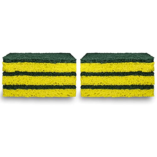 Amazon Basics Heavy Duty Sponges, 6 Count, Yellow/Green