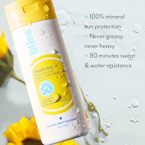 Bliss Block Star SPF 30 Invisible Daily Tinted Sunscreen with Zinc Oxide, Sunscreen & Makeup Primer - 100% Mineral Broad Spectrum Sunscreen with Titanium Dioxide and Antioxidant Blend,- 1.4 fl oz.