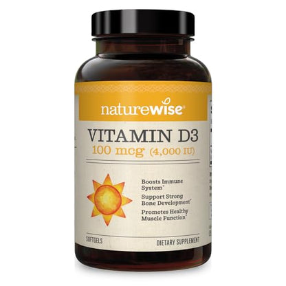 NatureWise Vitamin D3 1000iu (25 mcg) 1 Month Supply for Healthy Muscle Function, Bone Health and Immune Support, Non-GMO, Gluten Free in Cold-Pressed Olive Oil, Packaging May V, 30 Count