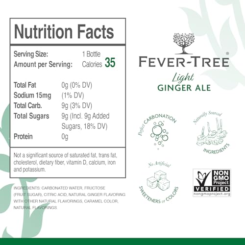 Fever Tree Ginger Beer - Premium Quality Mixer - Refreshing Beverage for Cocktails & Mocktails. Naturally Sourced Ingredients, No Artificial Sweeteners or Colors - 150 ML Cans - Pack of 24