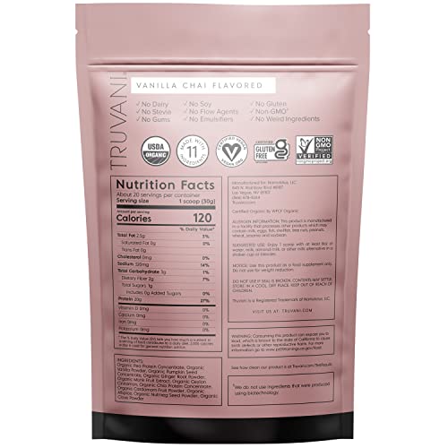 Truvani Vegan Pea Protein Powder | Banana Cinnamon | 20g Organic Plant Based Protein | 1 Serving | Keto | Gluten & Dairy Free | Low Carb | No Added Sugar