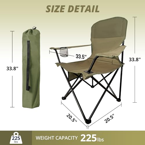 Beach Camp Cup Holder, Storage Pocket, Waterproof Bag Outdoor Arm Chair, Supports 225LBS, Cyan