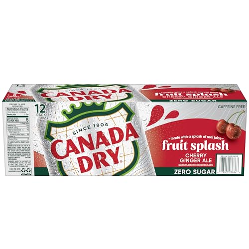 Canada Dry Fruit Splash Cherry Ginger Ale Zero Sugar Soda, 12 fl oz cans, 12 pack