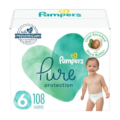 Pampers Pure Protection Diapers - Size 5, One Month Supply (132 Count), Hypoallergenic Premium Disposable Baby Diapers (Packaging May Vary)