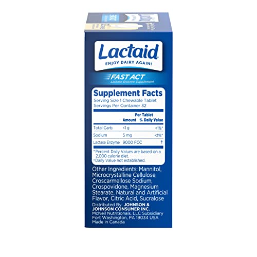 Lactaid Fast Act Lactose Intolerance Chewables with Enzymes, Vanilla Twist, 32 Count