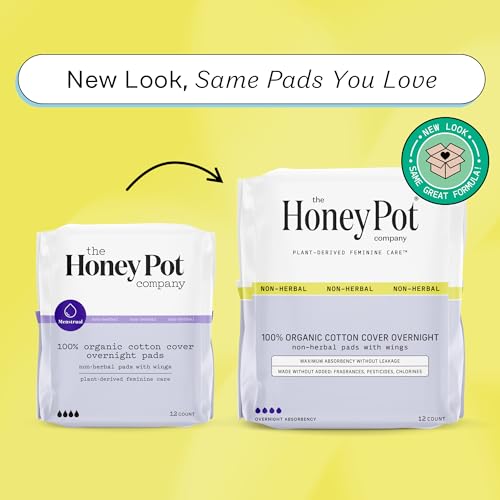 The Honey Pot Company - Herbal Postpartum Pads w/Wings - Infused w/Essential Oils for Cooling Effect, Organic Cotton Cover, & Ultra-Absorbent - Postpartum Essentials to fill your Postpartum Kit - 12ct