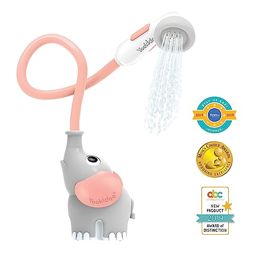 Yookidoo Baby Bath Shower Head - Elephant Water Pump with Trunk Spout Rinser - Control Water Flow from 2 Elephant Trunk Knobs for Maximum Fun in Tub or Sink for Newborn Babies