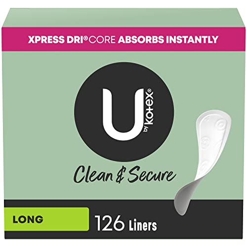 U by Kotex Clean & Secure Panty Liners, Light Absorbency, Extra Coverage, 112 Count (Packaging May Vary)