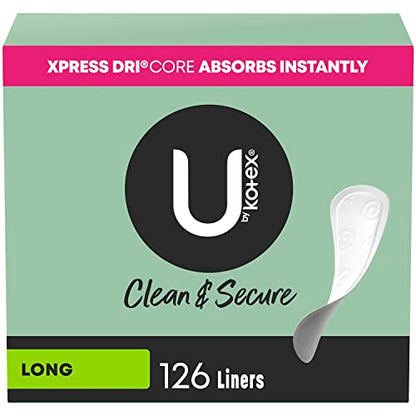 U by Kotex Clean & Secure Panty Liners, Light Absorbency, Extra Coverage, 112 Count (Packaging May Vary)