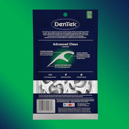 DenTek Triple Clean Advanced Clean Floss Picks, No Break & No Shred Floss, 20 Count, 6 Pack