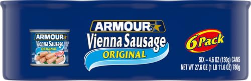 Armour Star Vienna Sausage, Original Flavor, Canned Sausage, 4.6 oz (Pack of 6)