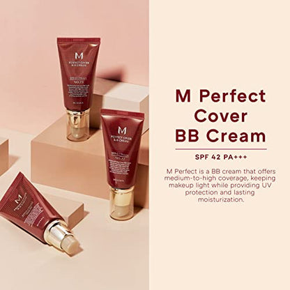 MISSHA M Perfect Cover BB Cream No.13 Bright Beige for Fair Skin SPF 42 PA +++ 1.69 Fl Oz - Tinted Moisturizer for face with SPF