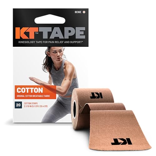 KT Tape, Original Cotton, Elastic Kinesiology Athletic Tape, 20 Count, 10” Precut Strips