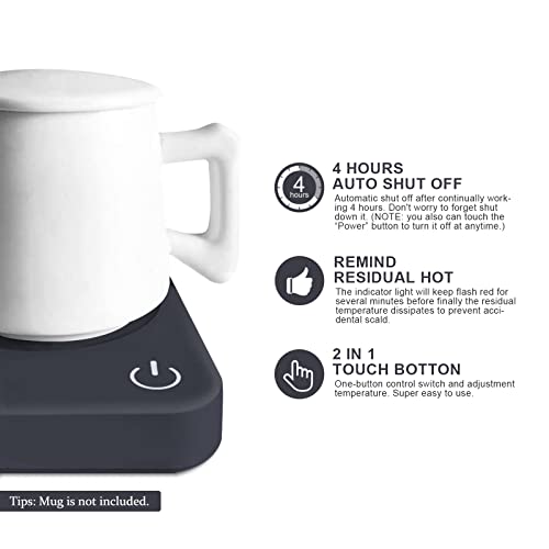 VOBAGA Mug Warmer for Coffee, Electric Coffee Warmer for Desk with Auto Shut Off, 3 Temperature Setting Smart Cup Warmer for Heating Coffee, Beverage, Milk, Tea and Hot Chocolate (No Cup)