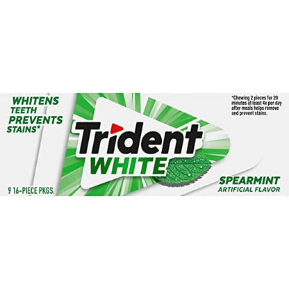 Trident White Peppermint Sugar Free Gum, 16 Count (Pack of 9)