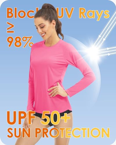 Boladeci Women's Sun Shirts UPF 50+ UV Protection Rash Guard Long Sleeve Quick Dry Lightweight Workout Swim Top Tee Shirts