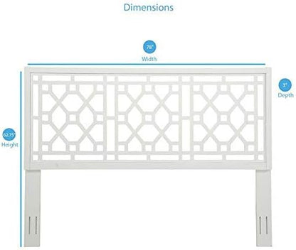 Thomas Chippendale White Adjustable Height Wood Headboard - Queen/Full