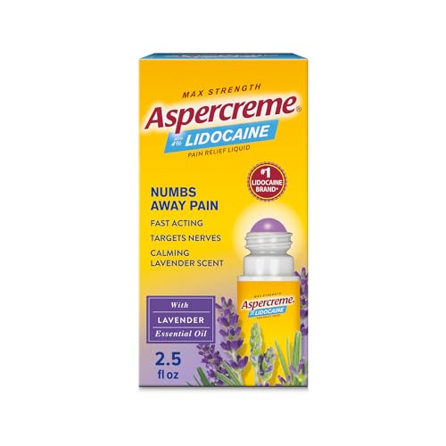 Aspercreme Essential Oils Lidocaine Pain Relief With Lavender, Roll-On No Mess Applicator, 2.5 oz.