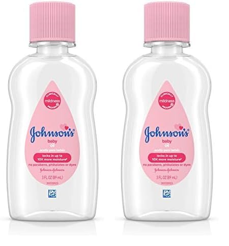 Johnson's Baby Oil, Pure Mineral Oil to Prevent Moisture Loss, Original 3 fl. oz