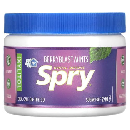 Spry Xylitol Peppermint Sugar Free Candy - Breath Mints That Promote Oral Health, Dry Mouth Mints That Increase Saliva Production, Stop Bad Breath, 240 Count (Pack of 1)