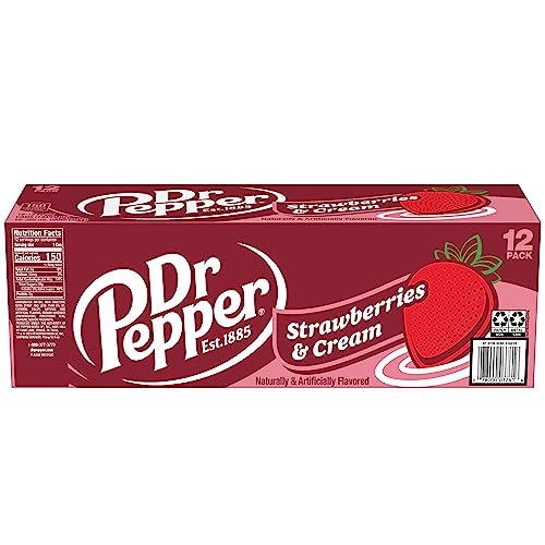 Dr Pepper Zero Strawberries and Cream Soda, 12 fl oz cans, 12 Pack