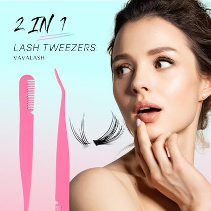 VAVALASH DIY Lash Extension Kit 280 Clusters Individual Lashes Kit 30D 40D 0.07D-10-16mm Lash Clusters, Lash Bond and Seal, Lash Tweezer for DIY Eyelash Extension at Home（Kit-30D+40D-0.07D-10-16MIX）