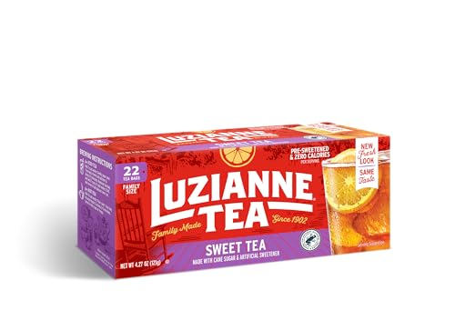 Luzianne Decaffeinated Iced Tea Bags, Family Size, 24ct Box (Pack of 6)