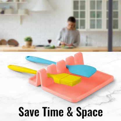 Zulay Kitchen Silicone Utensil Rest - BPA-Free, Durable Spoon Rest with Drip Pad - Heat-Resistant Spoon Rest for Stove Top - Spoon Rest for Kitchen Counter - Kitchen Gadgets & Kitchen Utensils Holder